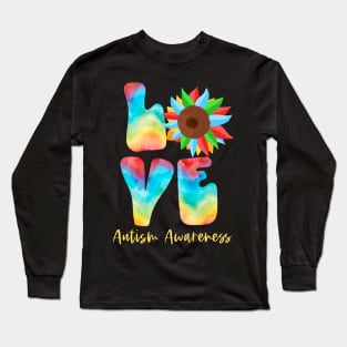 Sunflower Love Autism Awareness Coloful Long Sleeve T-Shirt